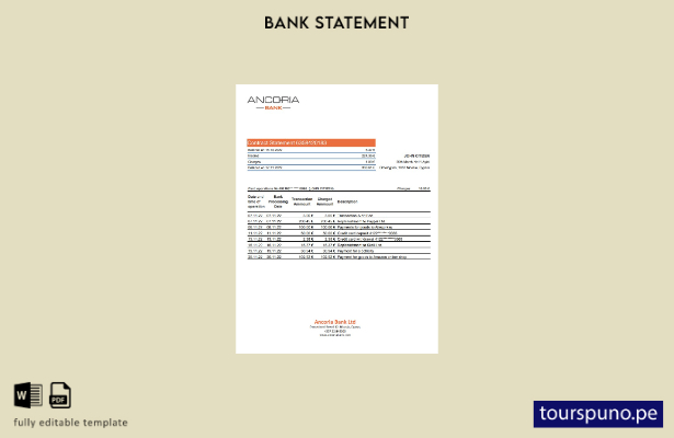 listo para imprimir plantilla de Excel de extracto bancario de Chipre Ancoria